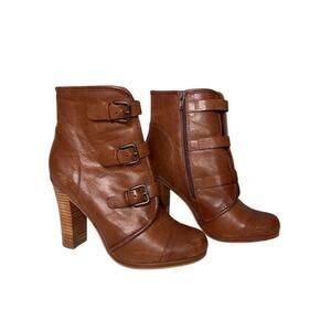 Plenty by Tracy Reese Emma Women's cognac Leather Ankle Boots Size 7.5